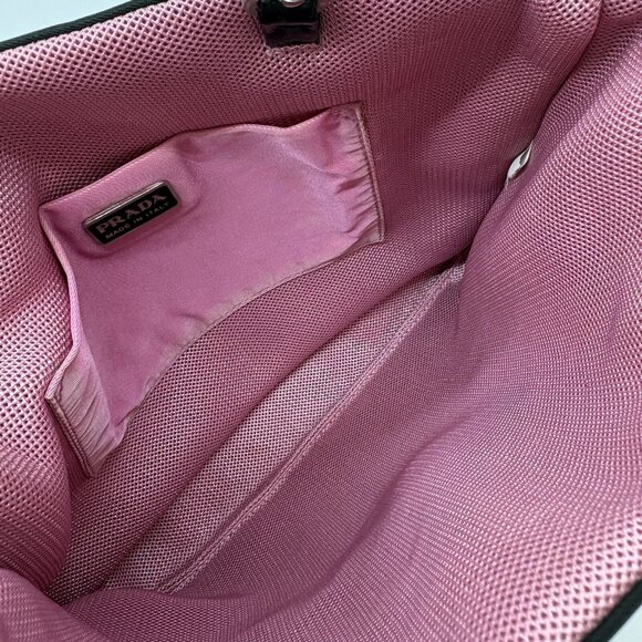 Authentic PRADA Tessuto Mini Bag Black Pink Hand Bag Nylon #36635194 - Picture 8 of 12